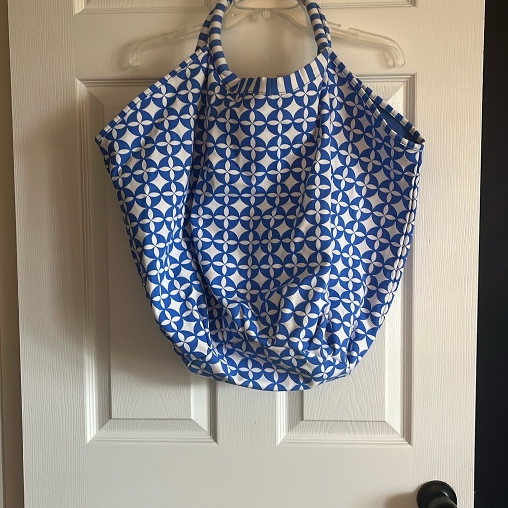 Pureology Blue and White Geometric Tote Bag